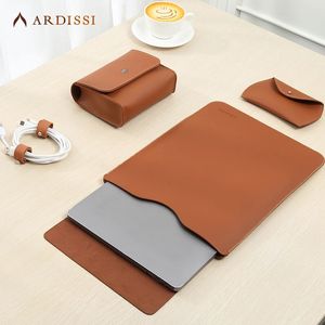 Laptop Sleeve Case Pouch for MacBook Mac Book iPad Air M1 M2 13 3 14 2 15 6 16 Pro 12 9 11 Inch Cover Bag Set Vegan Leather 240408