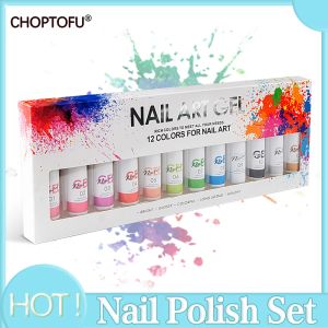 Gel absorve UV/LED Nail Art Gel Kit Diy Estilo exclusivo Design de arte de unhas duradouras Gel de unhas saudável 12 cores de tinta colorido esmalte esmalte esmalte