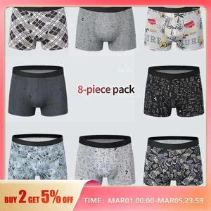 Underpants 8pcs di biancheria intima maschile comodi pugili per giovani sciolti aggiungono di mezza età e anziani