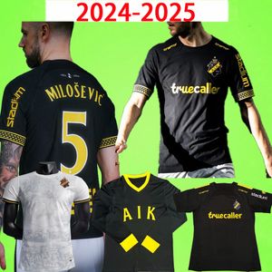 2024 2025 Maglie da calcio Aik Solna 132 ° Versione giocatore dei fan di Stockholm Fischer Hussein Otieno Guidetti Thill Tihi Haliti 132 Anni 24 25 Shirt da calcio a manica lunga