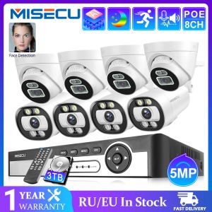 System MIMECU 8CH 5MP POE AI CCTV System bezpieczeństwa kamery Dwukierunkowy Audio Outdoor Indoor Camera H.265 P2P Nadzór wideo NVR Zestaw NVR