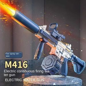 Gun Toys M416 Water Gun Electric Pistol Shooting Lighting Toy Gun Full Automatic Summer Pool Beach Toy For Kids Children Boys Girls Adult 240408