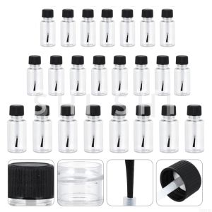 Bottles 50/100 Pcs Nail Polish Bottle with Brush, Empty Refillable Cosmetic Sample Bottle, Clear Plastic Bottle 5ml 10ml 15ml 20ml 30ml