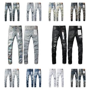 Designerjeans Herren lila Jeans Frauen gestapelt Ksubi Ripped High Street Jeans Lange Hosen Retro -Lackflecken Patch -Loch Denim Streetwear SILM Füße Mikroelastikhosen