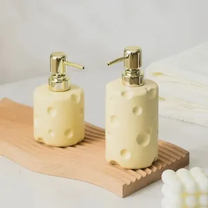 Liquid Soap Dispenser Creative Cheese Form Lotion Bottle Hand Sanitizer Fun Cartoon Ceramic Shampoo Badrumstillbehör