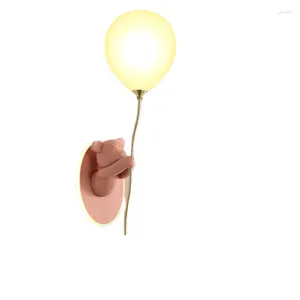 Lampada a parete Decorazione per bambini Decorazione Orso Balloon Luci da cartone animato in vetro in vetro per casa