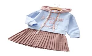 Girls wear new 2019 autumn Korean print skirt children039s dress small children039s leave two pieces one generation3071759