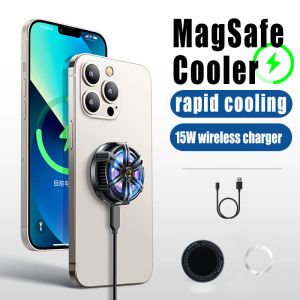 Coolers Smartphone Cooler dla magsafe magnetyczny chłodnica 15W bezprzewodowa ładowarka telefon chłodzący wentylator chłodny radiator do iPhone'a 13 12 Samsung