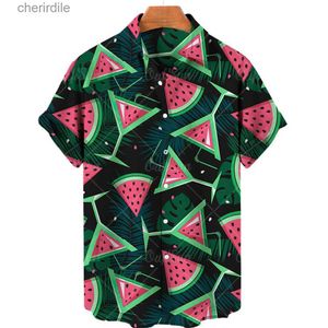 Mäns casual skjortor herrar överdimensionerade tropiska fruktmönster hawaiian blomma 3d skjorta tryckt kläddesigner strand retro semester herrkläder yq240408