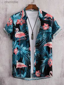 Mäns casual skjortor herr hawaiian skjorta herr kort ärm 3d tryckt strandskjorta orange vintage slips mönster aloha skjorta sommar topp yq240408