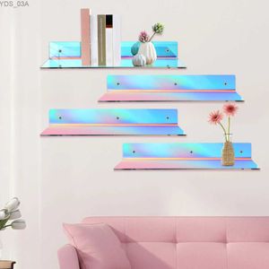 Altri decorazioni per la casa set di libreli galleggianti a 4 pezzi Iris Acrylic Invisible Wall Childrens Mostra Shelf Display YQ240408