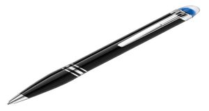 Promocja Black Ballpoint Pen Balle Ball Pen z niebieską kryształową głową kaligrafię atrament fontanna Penu na prezent urodzinowy nr Box2105596