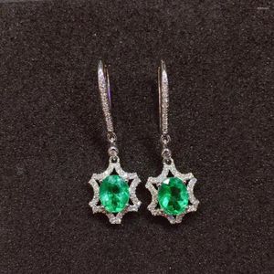 Dangle Küpeler Gümüş 925 Soylu Yeşil Doğal Emerald Kadın Nişan Gems Sterling Sertifikalı Takı