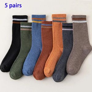 Meias masculinas 5 pares de esportes de outono e inverno com mangas compridas para respiração casual de absorção de suor conforto