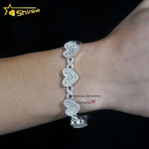 Fashion GRA -Zertifikate Pass Diamond Tester 925 Silber vereiste Hip Hop VVS Moissanit Diamond Heart Cuban Link Chain Armband