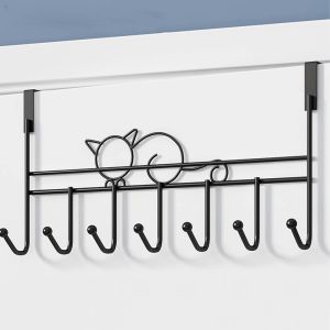 Rails 7 Hooks Hanger Clothes Rack Home Storage Organizer Iron Wall Hook Hat Klädväska Håller Handduk Krokar över dörrkrokarna