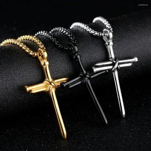 Pendant Necklaces Mens Jewellery Black Stainless Steel Necklace Cross Pendant-Chain Gift For Men Wholesale