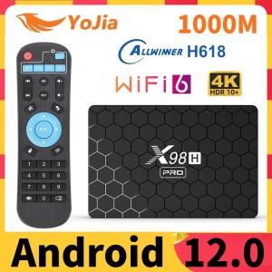 Caixa de TV Smart Box Android 12.0 AllWinner H618 6K Android 12 Media Player Quad Core WiFi6 1000m HD no Google Voice Bt Set Top Box