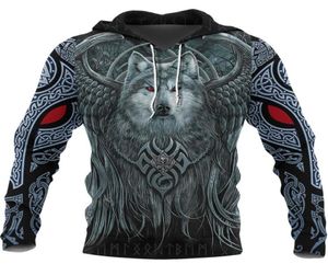 MEN039S Hoodies Sweatshirts Modaya Viking Style Fermuar Hoodie Kurt ve Dövme 3D Baskılı UNISEX Sonbahar Sokak Swe5738584