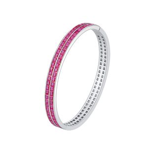 Pulseira de bicolor de prata S925 Silver com imitação de pedras preciosas de pedras duplas linhas de pulseira para mulheres jóias de jóias para mulheres