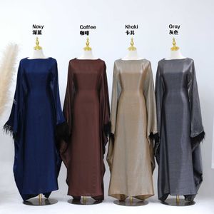 Islamische Kleidung Neues Design Abaya Dubai Stil Shinny Polyester geschlossene muslimische Frauenkleider mit Innengürtel