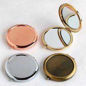 Round Mirror Compact Blank Plain Rose Gold Color For DIY Magnifying Gift 50pcslot By Express 240408