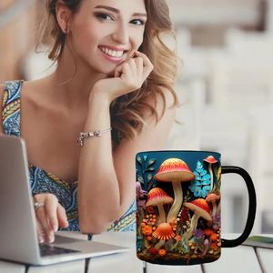 3D Magic Mushroos Mug Funny Ceramic Coffee Cups Black Office Mugs Friends Friends Birthday Gift Lt899