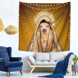 Tapestries Blossom Dog Wall Decor Tapestry With Barb Clips Living Room Holiday Gift Soft Fabric Bright Color