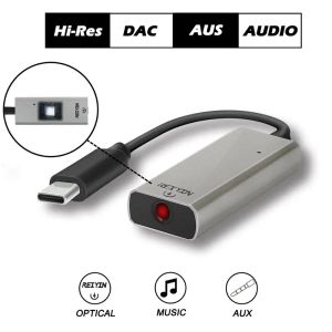 Converter Reiyin DAC USBC till Toslink Optical 3,5 mm headset 192KHz 24bit Audio Adapter PC Sound Card