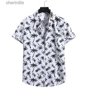 Mäns avslappnade skjortor ananastryck hawaiian herrskjorta 2022 sommar kortärmad strandskjorta tropisk aloha skjorta herr klädkamisas para hombre yq240408