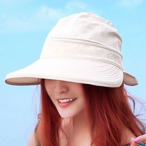 Kadın Bayanlar Açık Mekan Cap Antiuv Yaz Vizörü Güneş Şapkası Geniş Brim Plajı 240403
