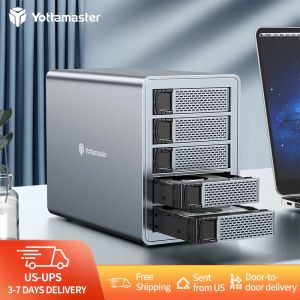 Fareler Yottamaster 5Bay HDD/SSD Muhafaza Desteği USB3.1 (Gen2) Typec 10Gbps Uyumluluk 2.5/3.5 