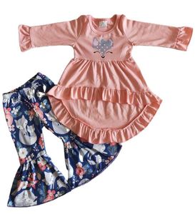 Nuovo design per neonate Set di vestiti per bambini set di vestiti per bambini in vinile per bambini caduta caduta di pantaloni da fondo per la tunica a campana di tunica