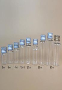 Esungas domésticas 25ml transparentwhite mini plástico garrafa de estimação de pet riagente químico reagente recipiente com caixas de armazenamento de tampa de alumínio6857387
