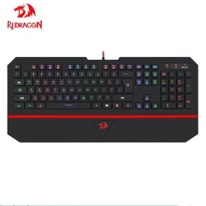 CPUs Relong Karura 2 K502 Usb Game Mask Silent Keyboard Rgb Led Backlit 104 Keys Cable Pc Game with Wrist Rest