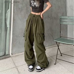 Women's Jeans Y2K Strtwear Cargo Pants Women Casual Vintage Baggy Wide Leg Straight Trousers Jogger Big Pockets Oversize Overalls Sweatpants Y240408