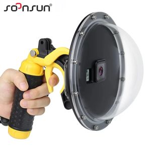 Kameror SoonSun Dome Port för GoPro Hero 5 6 7or 8 eller 9 10 11 Black Dive Lens Cover Waterproof Case Trigger Grip for Hero 7 White/Silver