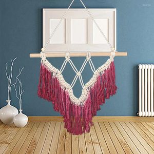 Tapissries Bohemian Woven Tapestry Red Tassel Wall Hanging in Living Room Corridor Boho Home Decor Dorm