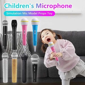 Microfones Childrens Microphone Simulation Mic Model Media Interviews Props Microphone Toys Education for Kids Eloquence Performance MIC 240408