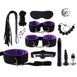 handcuffs with plush bdsm sm products sex stuff kit sexy shop anal toys bondage ties woman bed sexual accessories kit couples 240408