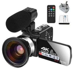 Videokamera med mikrofon för vlogging 4K Webcam 30fps 16x Digital Zoom Recorder Cameras vidvinkellins 240407