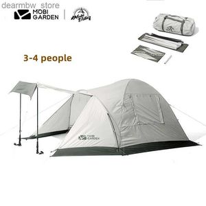 Tents and Shelters MOBI GARDEN Outdoor Hiking Camping Four Seasons 3-4 People Tent Windproof Rain And Snow Skirt Camping Professional Cold Mountain L48