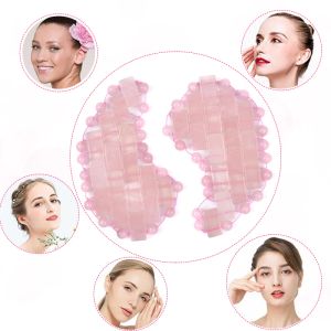 Tipps 2 Paare natürliche Gouache Gesichtspflege Massager Pink Crystal Jade Augenflächengesichtsmaske Gua Sha Spa Gesichtsschaber Hellen Sie Darkccircles Hellen Sie