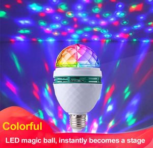 Mini RGB Pełny kolor Lampa obrotowa 3W E27 85265V Automatyczne efekt obrotowego etapu Kolorowe mini DJ DJ Disco Party Stage LED Bulbożność 58839940