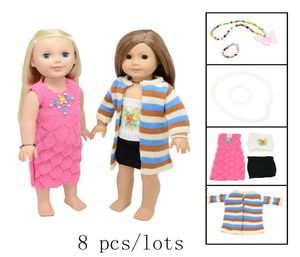 8 Piece Doll clothes dress accessories 18 inch Doll Clothes Accessories Set Fits 1618 inch doll3630713