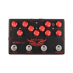 Utrustning Mosky Red Fox 4in1 Multieffects Guitar Pedal Strings for Electric Guitar Tuner Ukulele Bass Musical Instruments Sport