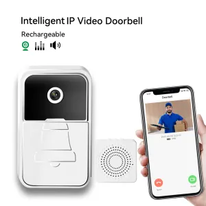 Türklingeln IALAMM 2.4GHz WiFI Smart Wireless Türklingel HD -Kamera Nachtsicht Video Intercom Home Security Doorphone Monitor wiederaufladbar