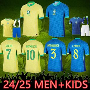 24 25 Brasilien Vini Jr.Fußballtrikot 2024 Brasil Casemiro Neymar J R Nationalmannschaft G.Jesus P.Coutinho Shirt Away L.Paqueta T.Silva Pele Marcelo Fußballuniform