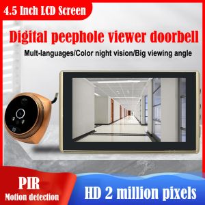 Doorbells PIR Motion DetectionDoor Viewer Video Peephole Camera 4.5" Monitor Digital Ring Doorbell Videoeye Security Voice Record