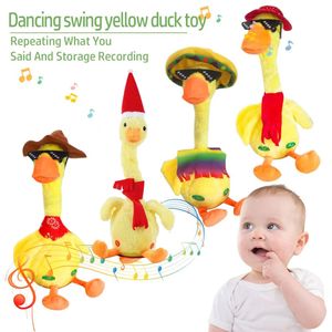 Танцующая утка интерактивная игрушечная электронная повторная мягкая плюшевая куколка поет и танцевальный голосовой орнамент 240325